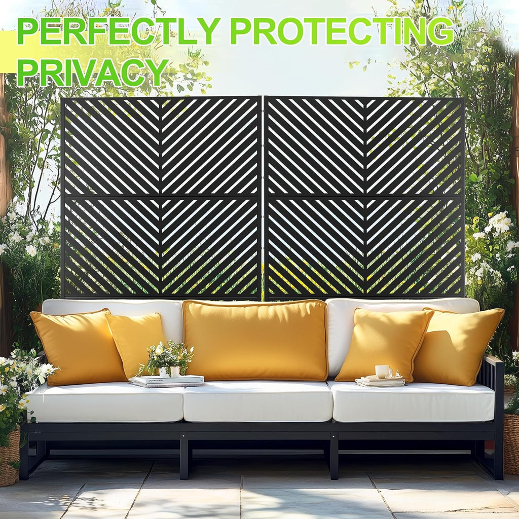 Outdoor Privacy Screen,72" H×47" W Metal Privacy Screen, Freestanding Privacy Fence Panels for Patio