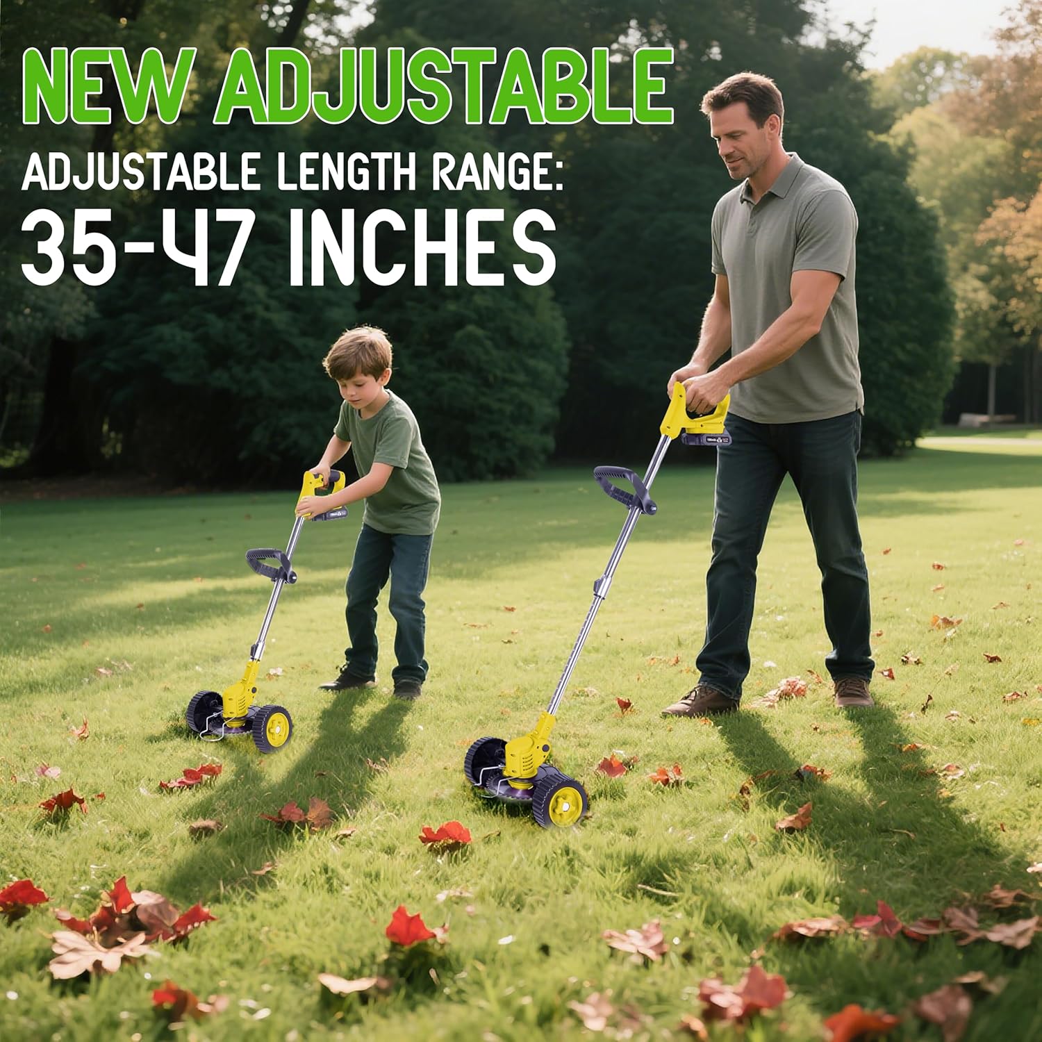 Weed Wacker Cordless Adjustable Weed Eaters 3 in 1 Electric String Trimmer Lawn with Two Battery with Charger Comes with Multiple Blades for Yard,Green,Garden(Yellow)