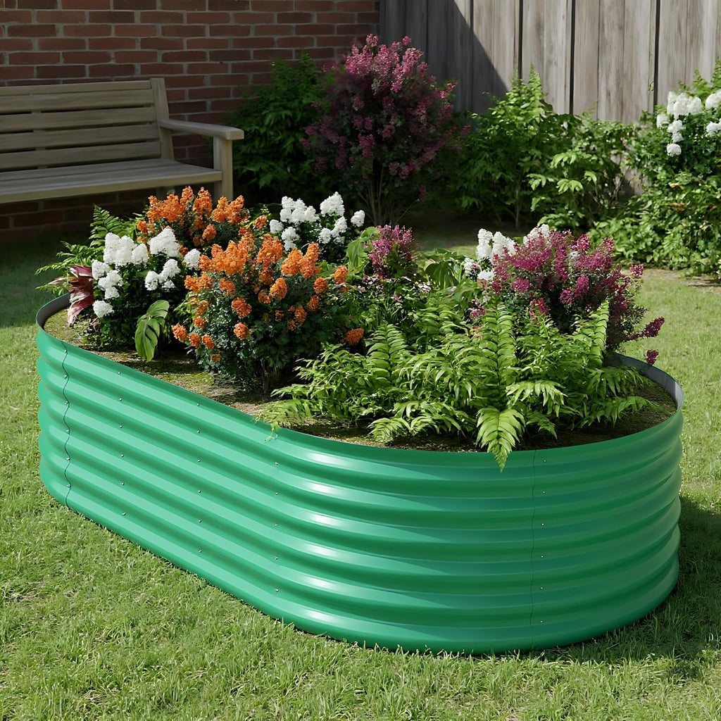 8x4x1.5ft Galvanized Raised Garden Bed Outdoor, 18" Tall Metal Planter Box for Flowers Herbs Vegetables, Rust-Resistant Raised Garden Beds for Gardening, Easy Assembly Outdoor Garden Box & Planters