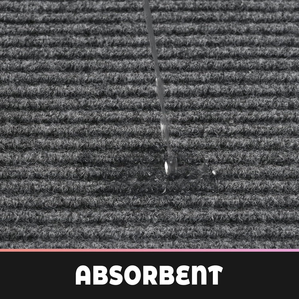 fani Heavy Duty Large Outdoor Indoor Entrance Doormat Waterproof Low Profile Entrance Rug Front Door Mat Patio Anti-Skid Rubber Back, 31x47 inch (Light Grey)