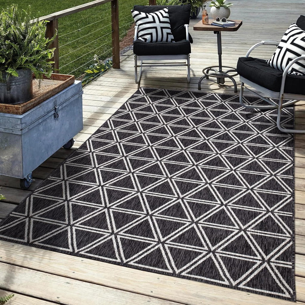 Keen Home Design Outdoor Rug - 8x10 Washable Indoor/Outdoor Rug for Patio, Balcony, Kitchen, Garden, Beach, Deck and Porch. Size: 7'9" x 10'2"