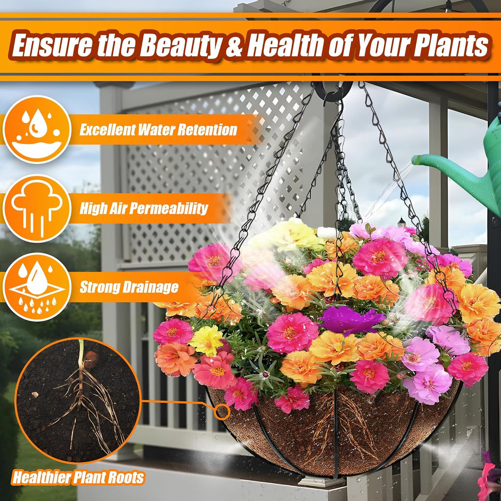 Coco Liners for Planters 18 Inch, 4 Pack Round Hanging Basket Liners, Coconut Fiber Liners for Planters Flowers Garden