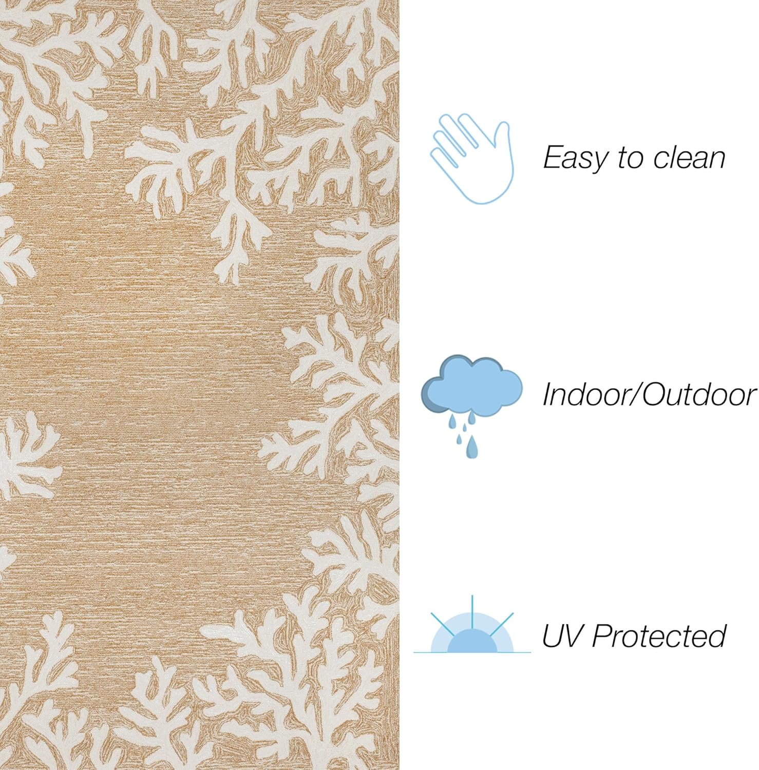 Liora Manne CAPRI Indoor/Outdoor Handmade Synthetic Blend Durable Area Rug - Traditional Border Coastal Beach Accent (Coral Border Neutral) (2' x 8')