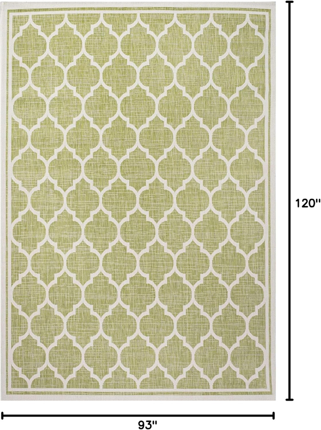 Eyely BMS109G-8 Santa Monica Trebol Moroccan Trellis Textured Weave Indoor/Outdoor Area Rug Coastal;Bohemian, Bedroom, Backyard, Patio, Easy-Cleaning, Non-Shedding, 8 X 10, Green/Cream