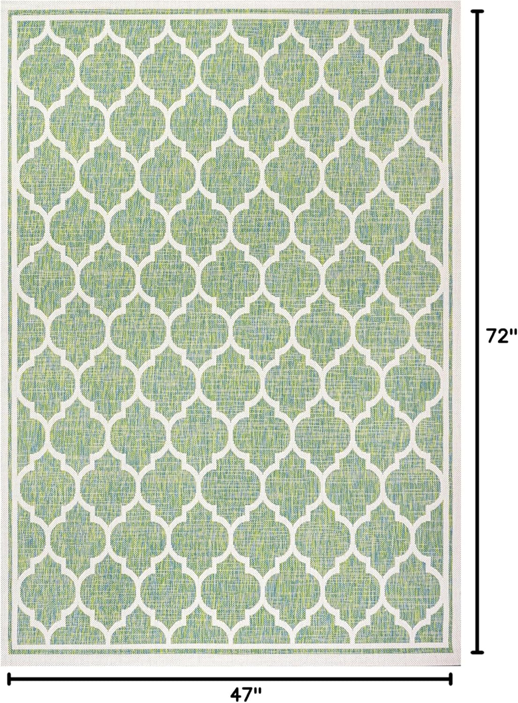 Eyely BMS109I-4 Santa Monica Trebol Moroccan Trellis Textured Weave Indoor/Outdoor Area Rug Coastal;Bohemian, Bedroom, Backyard, Patio, Easy-Cleaning, Non-Shedding, 4 X 6, Cream/Green