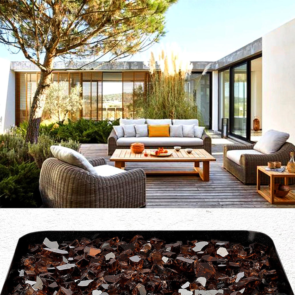 Mr. Fireglass 10 Pounds Fire Glass - 1/2 Inch High Luster Reflective Tempered Glass Rocks for Fireplace Fire Pit Table and Landscaping, Copper