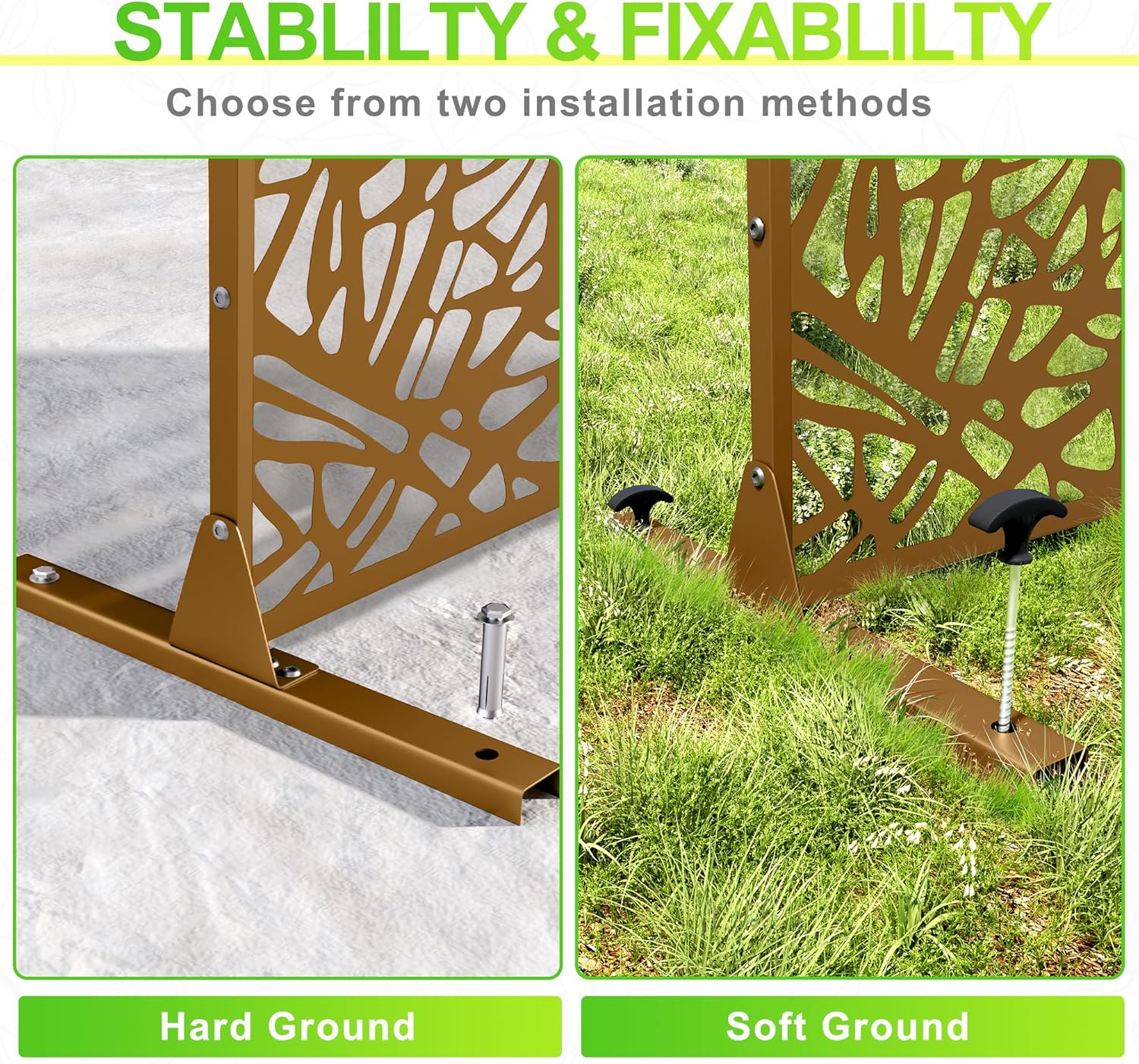 Outdoor Privacy Screen,72" H×47" W Metal Privacy Screen, Freestanding Privacy Fence Panels for Patio