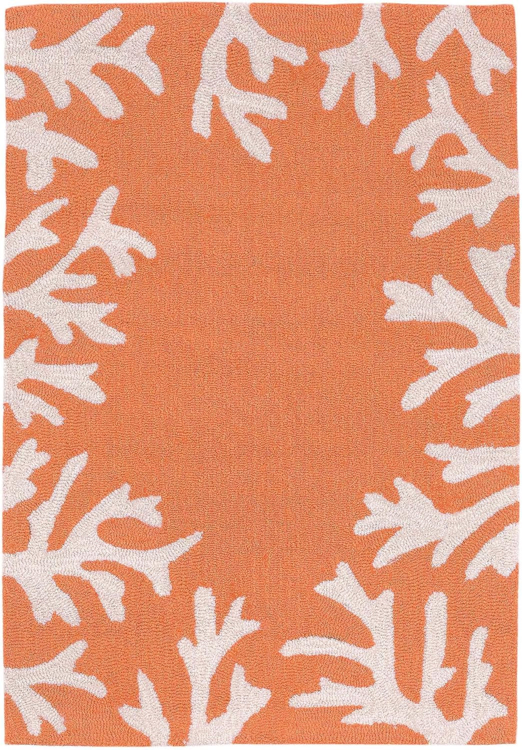 Liora Manne CAPRI Indoor/Outdoor Handmade Synthetic Blend Durable Area Rug - Traditional Border Coastal Beach Accent (Coral Border Coral) (2'6" x 4')