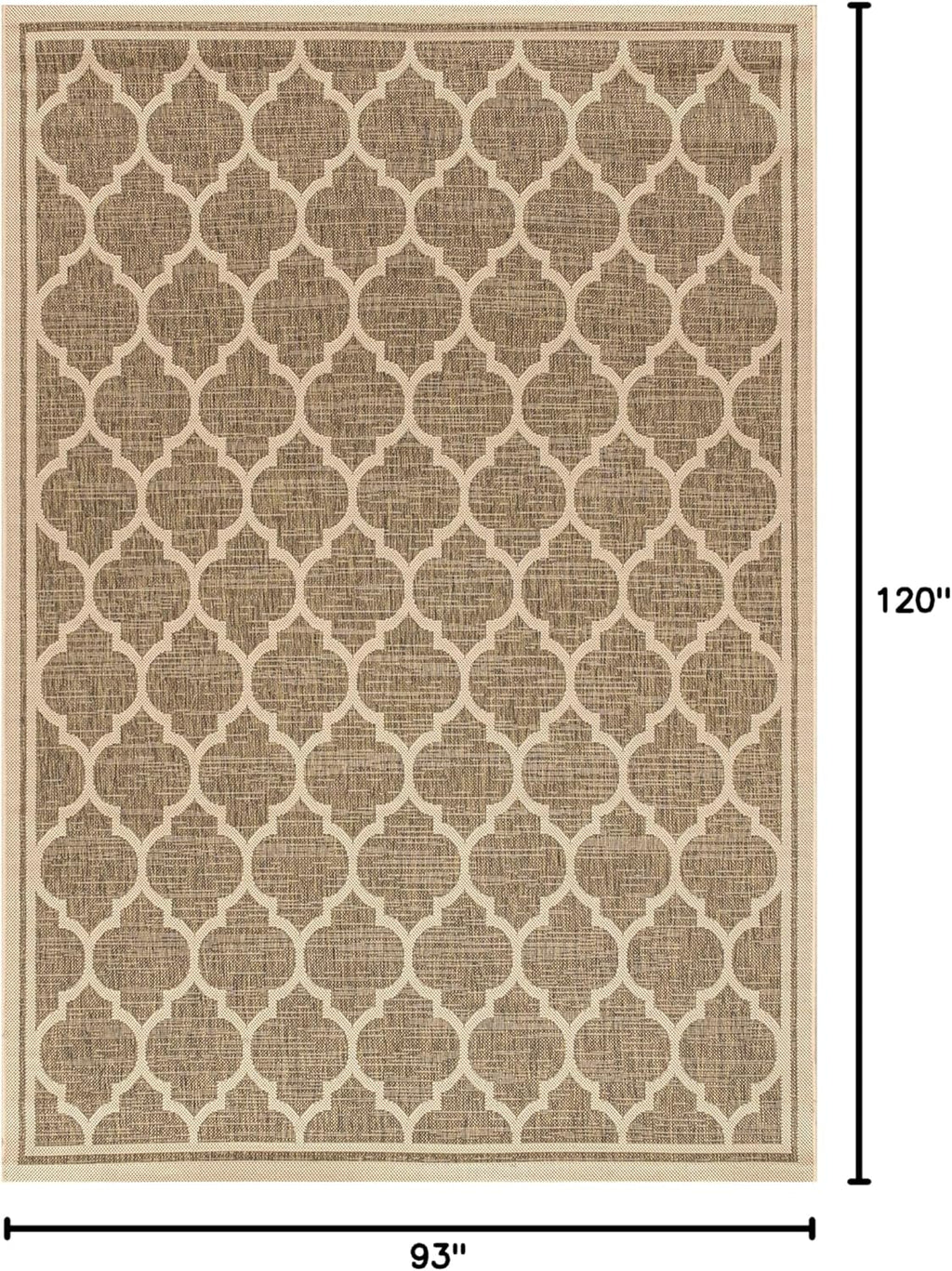 Eyely BMS109A-8 Santa Monica Trebol Moroccan Trellis Textured Weave Indoor/Outdoor Area Rug Coastal;Bohemian, Bedroom, Backyard, Patio, Easy-Cleaning, Non-Shedding, 8 X 10, Brown/Beige