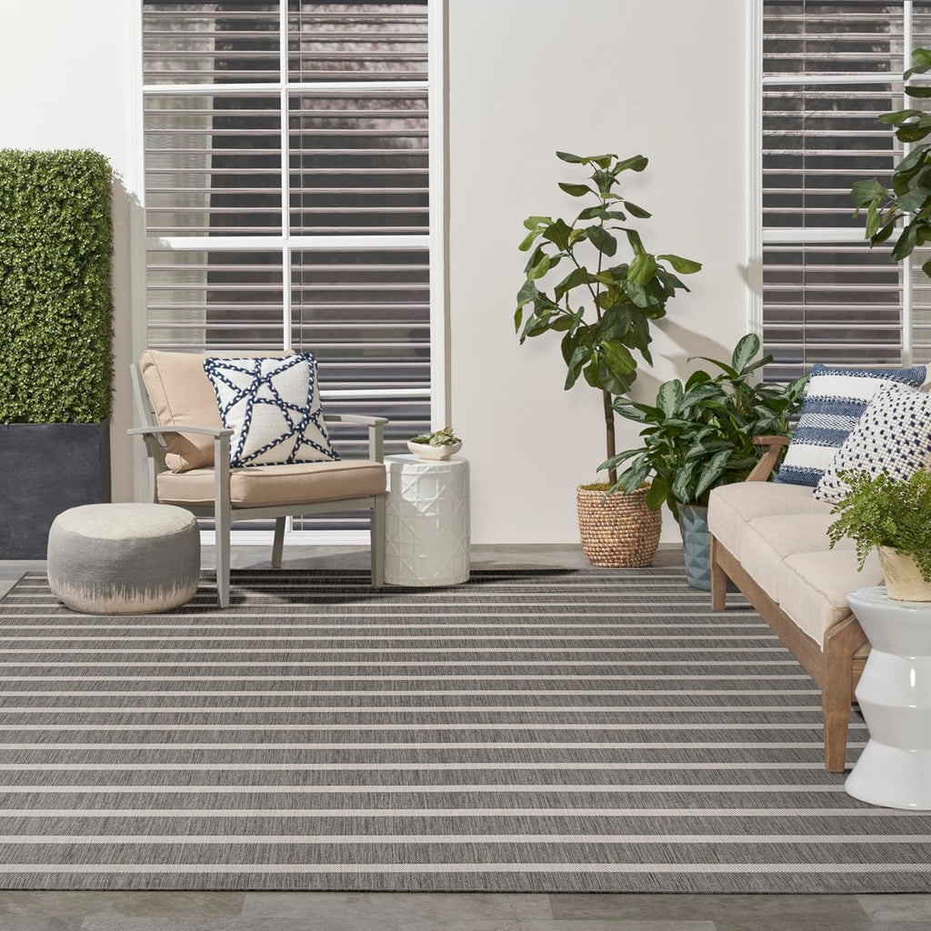 Nourison Home Positano 9' x 12' Charcoal Ivory Area Rug