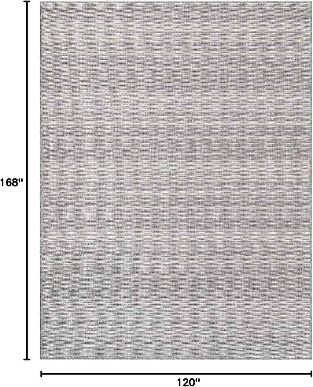 Stripe Outdoor Rug 10x14 Washable Outside Carpet for Indoor Patio Porch Waterproof Easy Cleaning Non Shedding Area Rugs Gray 10 x 14