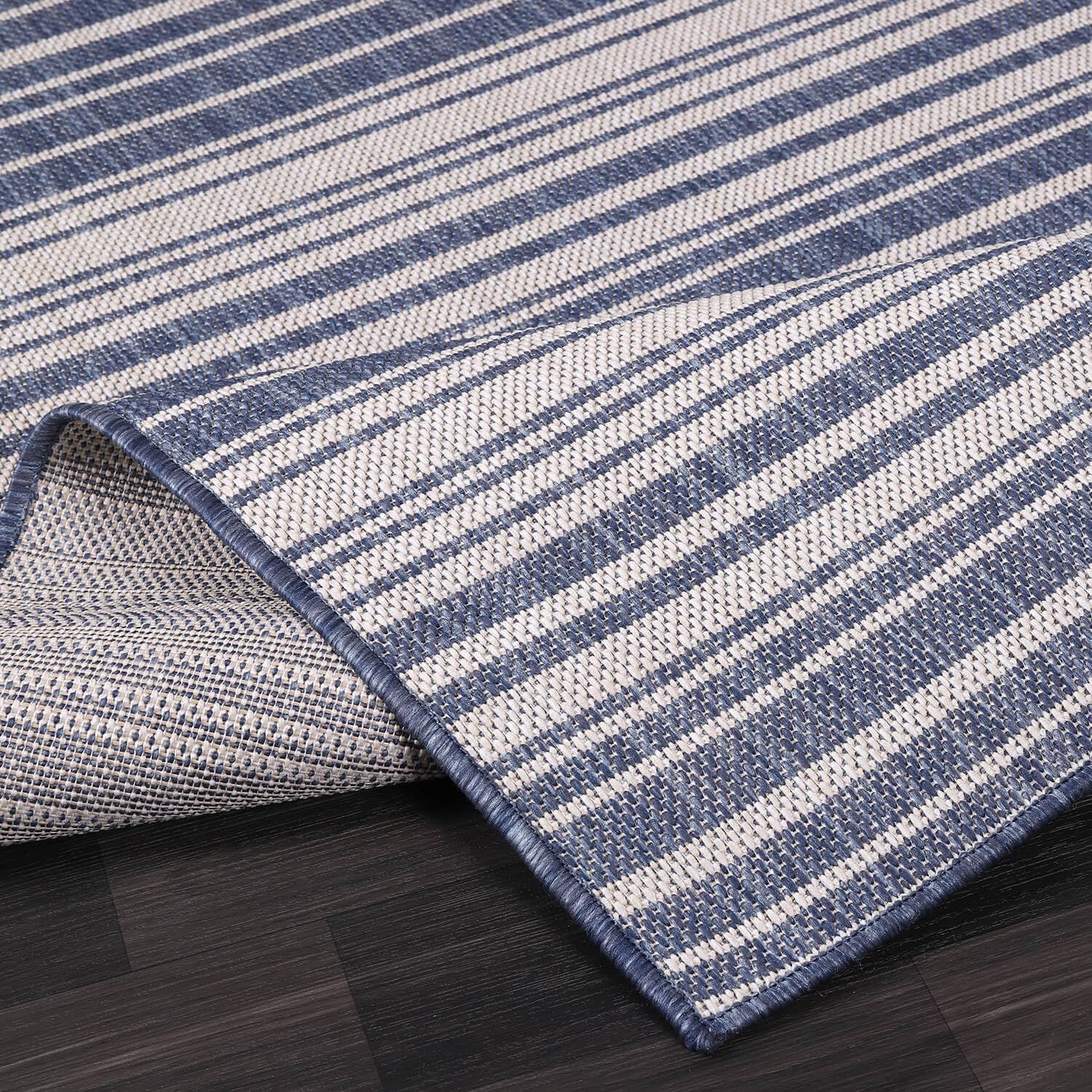 Stripe Outdoor Rug 9x12 Washable Outside Carpet for Indoor Patio Porch Waterproof Easy Cleaning Non Shedding Area Rugs Blue 9 x 12