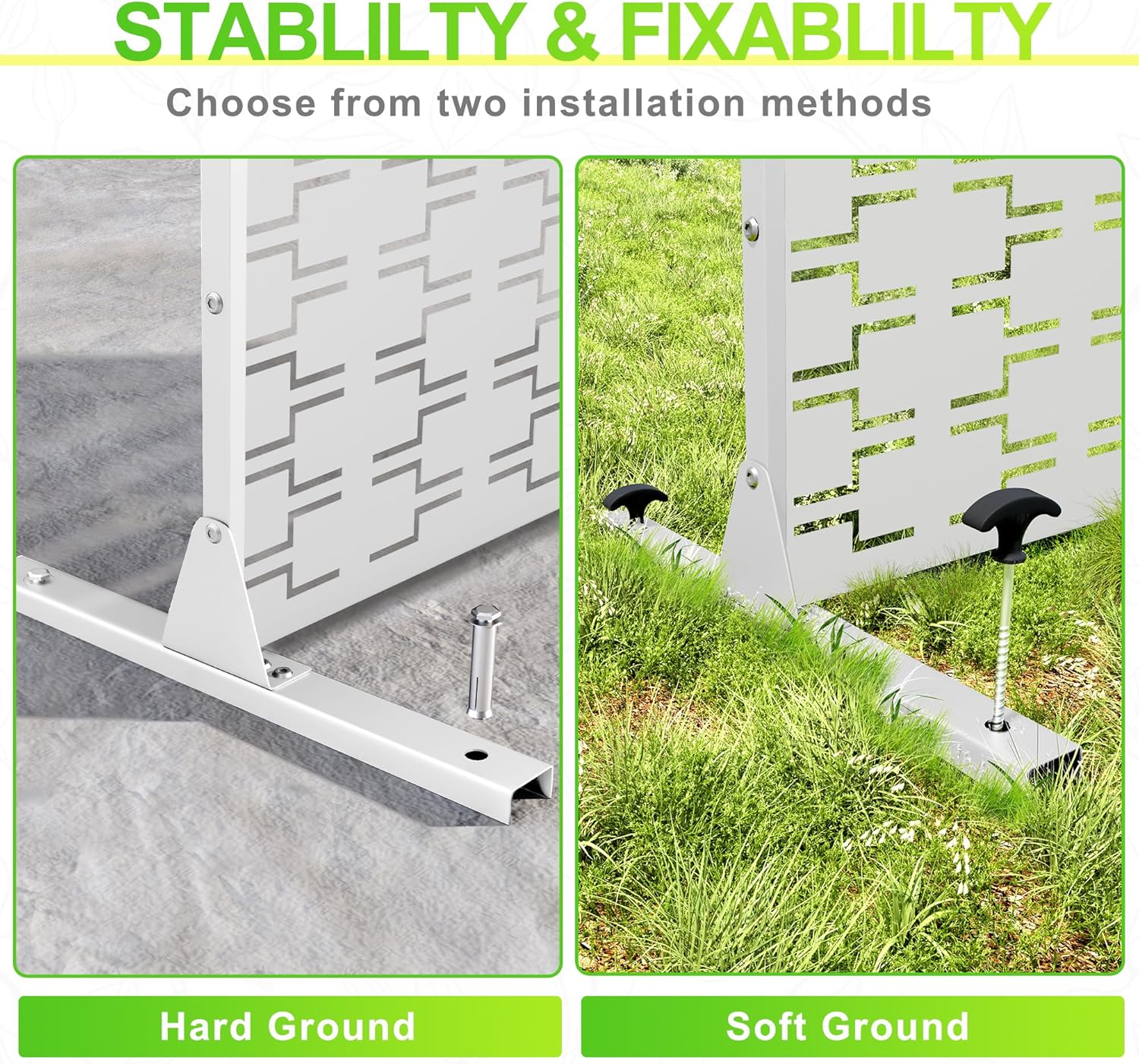 Outdoor Privacy Screen,72" H×47" W Metal Privacy Screen, Freestanding Privacy Fence Panels for Patio