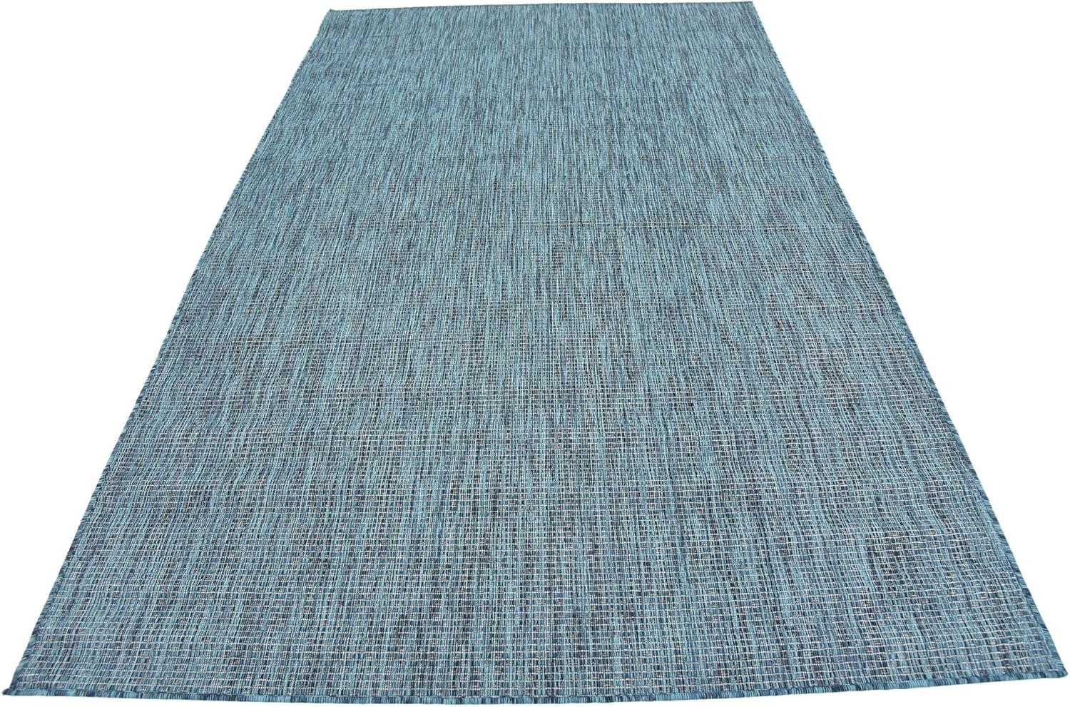 Unique Loom Collection Casual Transitional Solid Heathered Indoor/Outdoor Flatweave Area Rug (5' 3" x 8' Rectangle, Teal/Navy Blue)