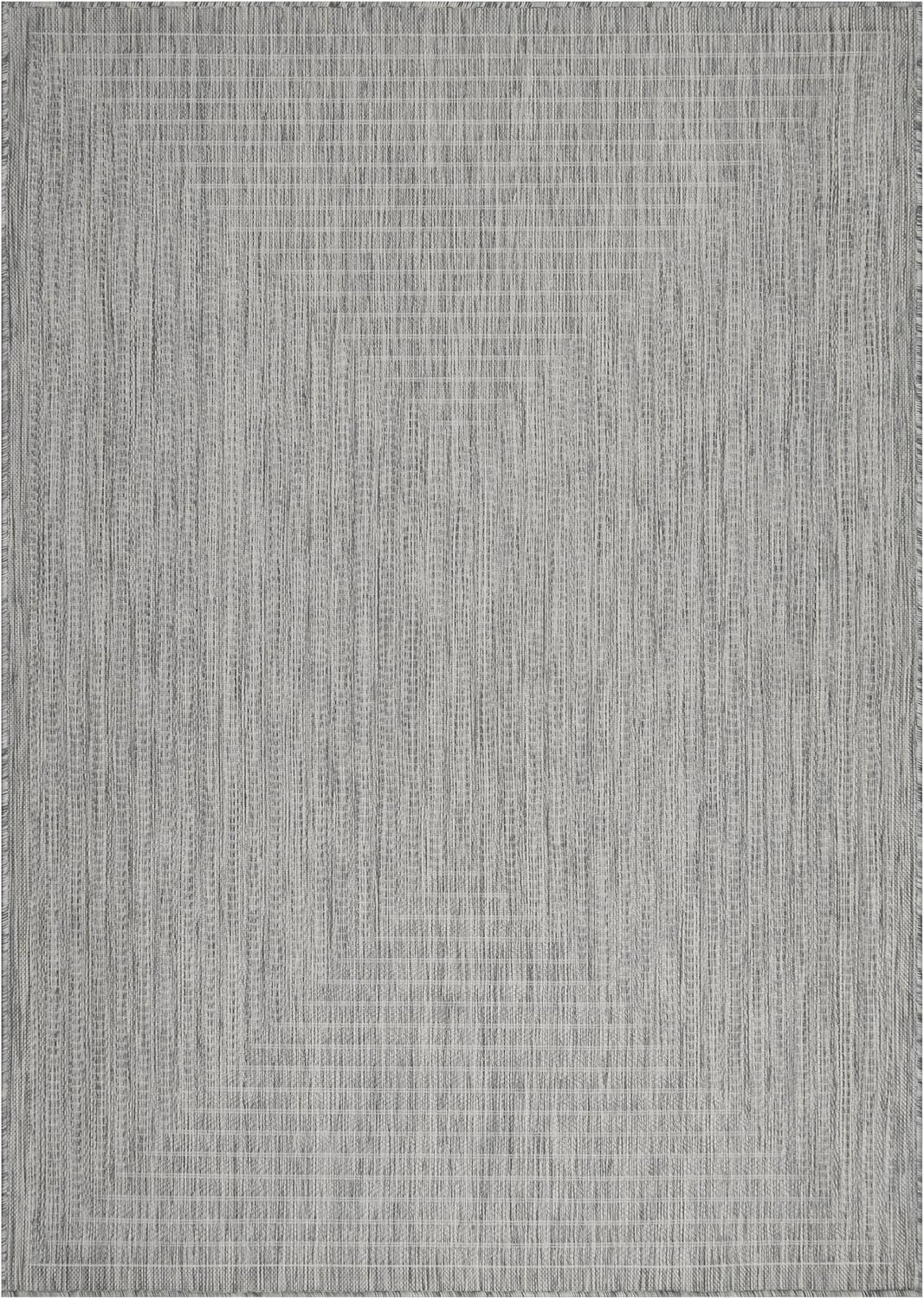 Adiva Rugs Outdoor Indoor Area Rug, Weather Resistant, Easy to Clean, Stain Resistant Floor Mat for Dining Room, Backyard, Deck, Patio (Silver Weiss, 2' x 3')