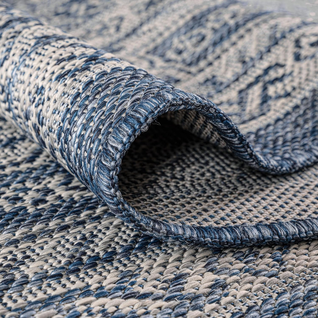 Keen Home Design Terrace Outdoor Round Rug - 8ft Round Washable Indoor/Outdoor Rug for Patio, Kitchen, Balcony, Beach, Garden, Deck and Porch, Size: 7'7" Round