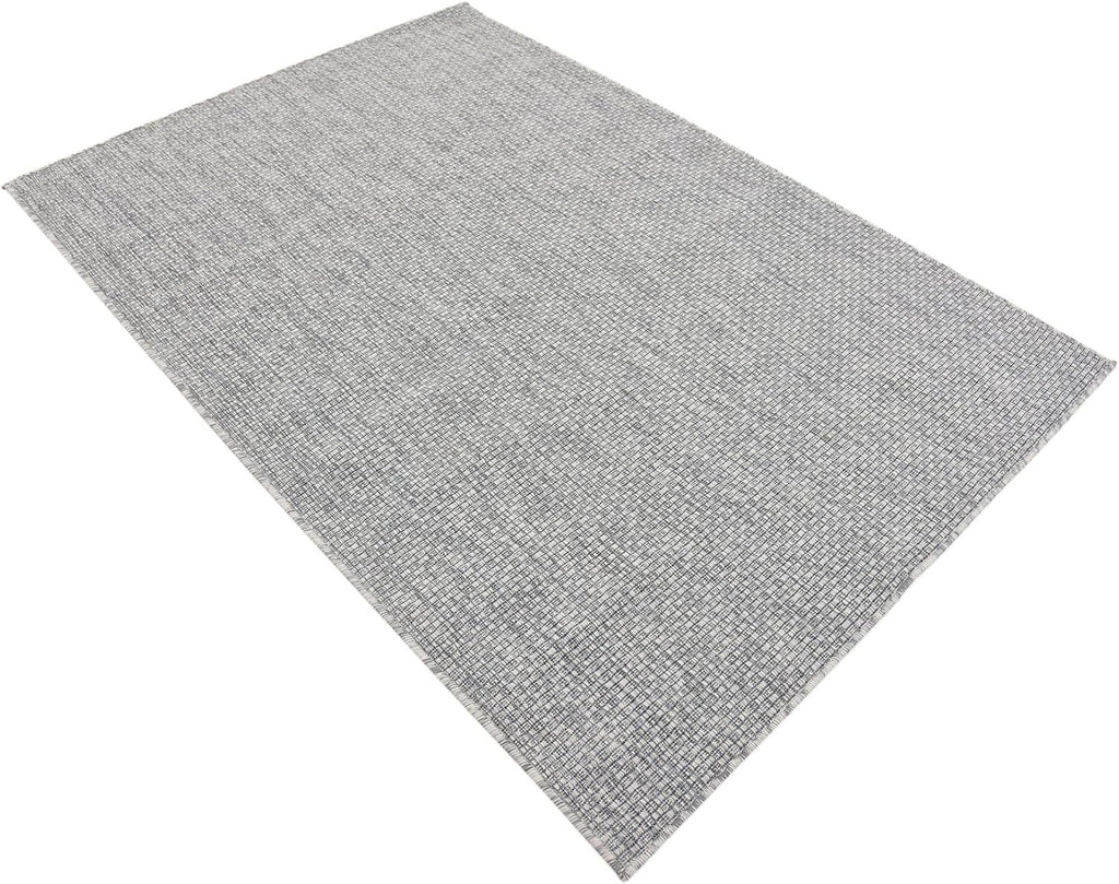Unique Loom Collection Casual Transitional Solid Heathered Indoor/Outdoor Flatweave Area Rug (4' 1" x 6' 1" Rectangle, Light Gray/Ivory)