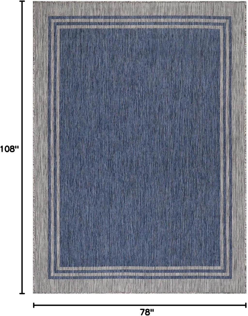 Bordered Outdoor Rug 6x9 Washable Outside Carpet for Indoor Patio Porch Waterproof Easy Cleaning Non Shedding Area Rugs Navy 6 x 9