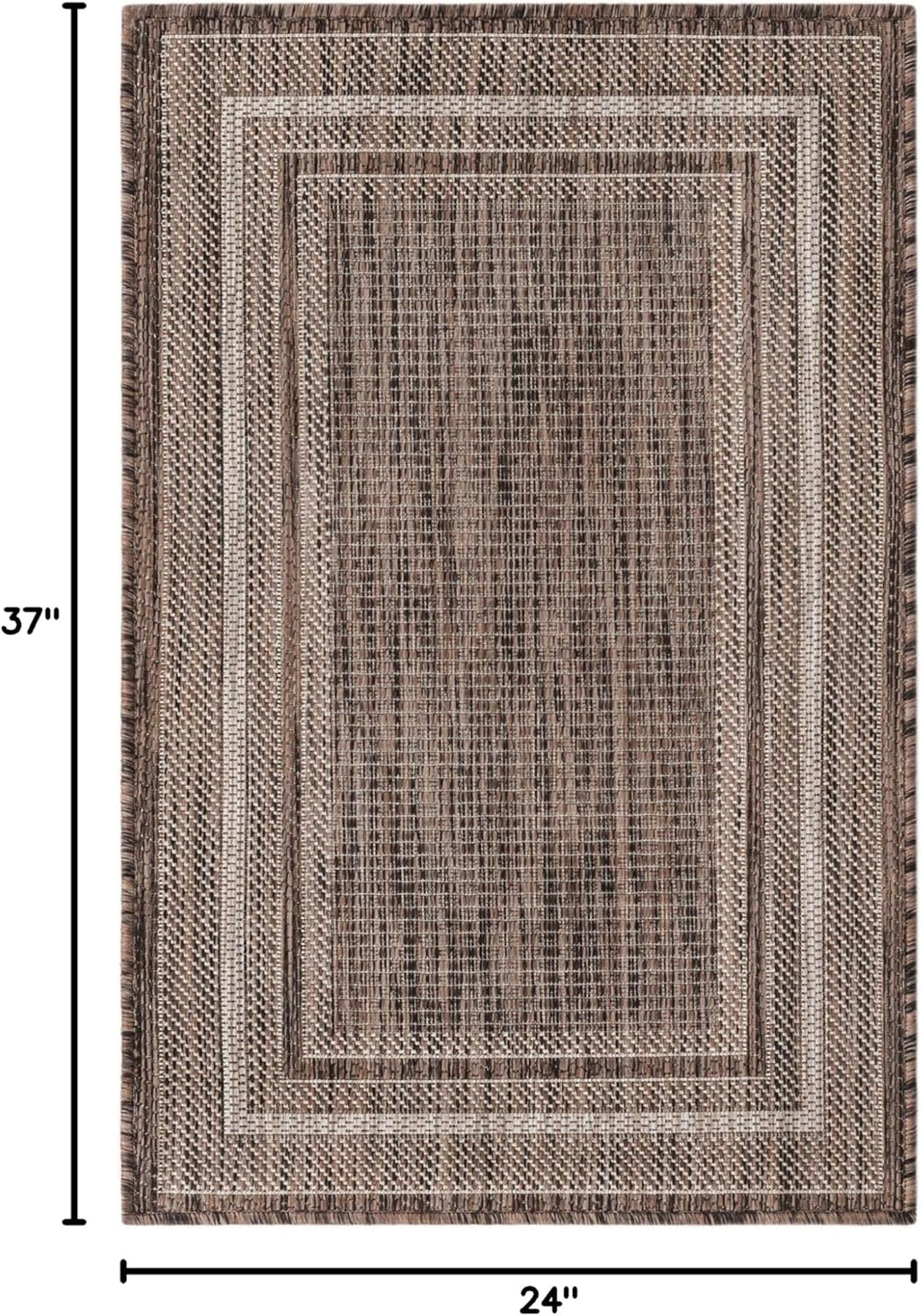 Unique Loom Outdoor Border Collection Area Rug - Soft Border (2' x 3' 1" Rectangle, Brown/ Ivory)