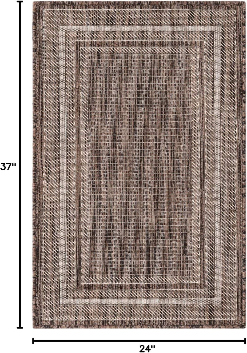 Unique Loom Outdoor Border Collection Area Rug - Soft Border (2' x 3' 1" Rectangle, Brown/ Ivory)
