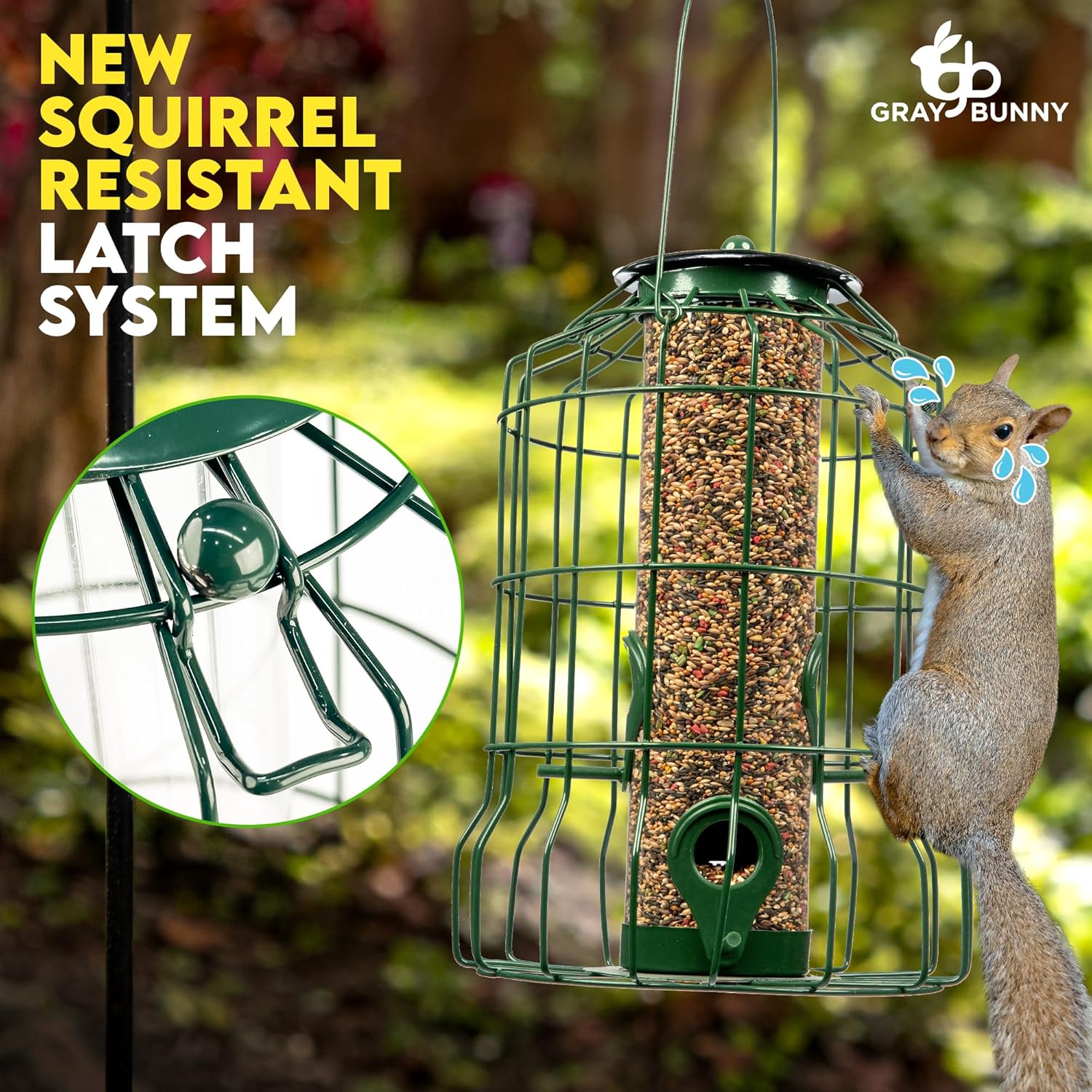 Squirrel Proof Bird Feeders for Outdoors Hanging (Premium Metal) 1.25 lb Capacity, Chew & Rust Proof, 4-Port Bird Feeder