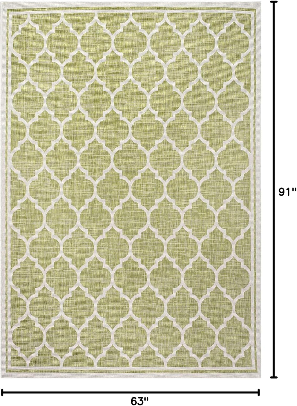 Eyely BMS109G-5 Santa Monica Trebol Moroccan Trellis Textured Weave Indoor/Outdoor Area Rug Coastal;Bohemian, Bedroom, Backyard, Patio, Easy-Cleaning, Non-Shedding, 5 X 8, Green/Cream