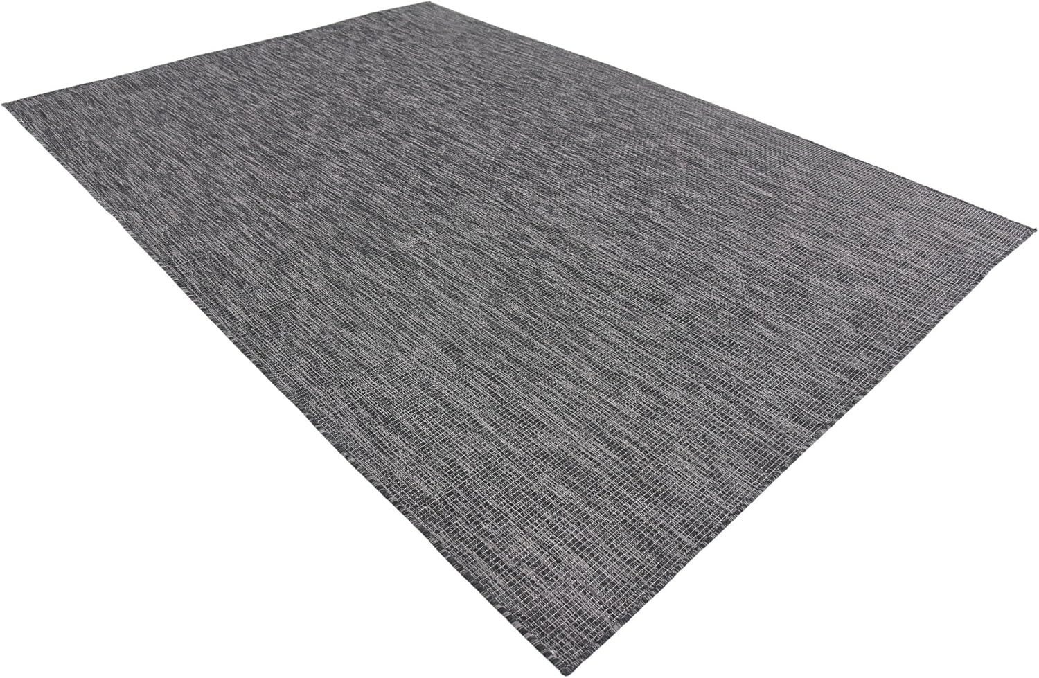Unique Loom Collection Casual Transitional Solid Heathered Indoor/Outdoor Flatweave Area Rug (7' 1" x 10' Rectangle, Black/Ivory)