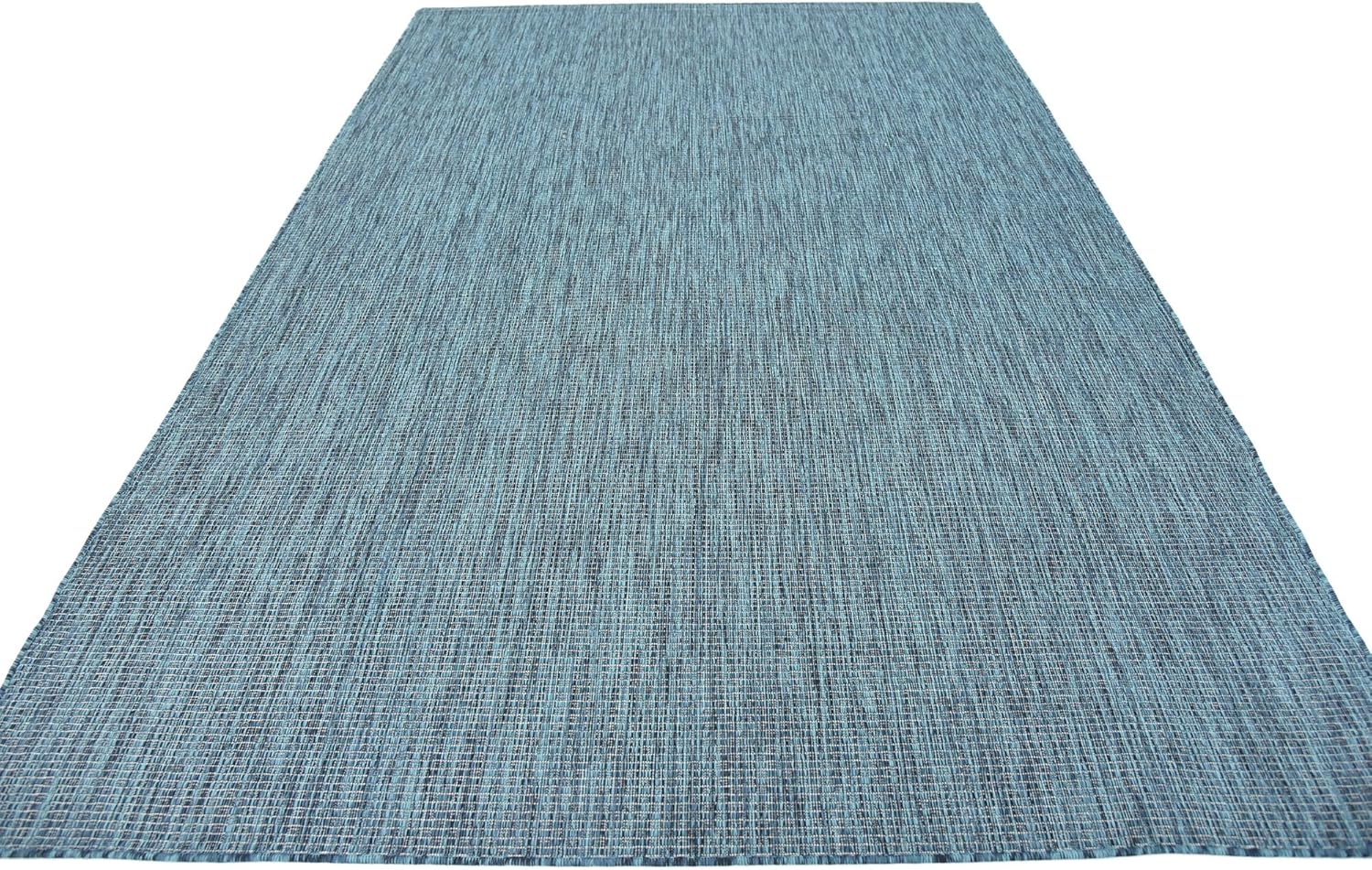 Unique Loom Collection Casual Transitional Solid Heathered Indoor/Outdoor Flatweave Area Rug (6' 1" x 9' Rectangle, Teal/Navy Blue)