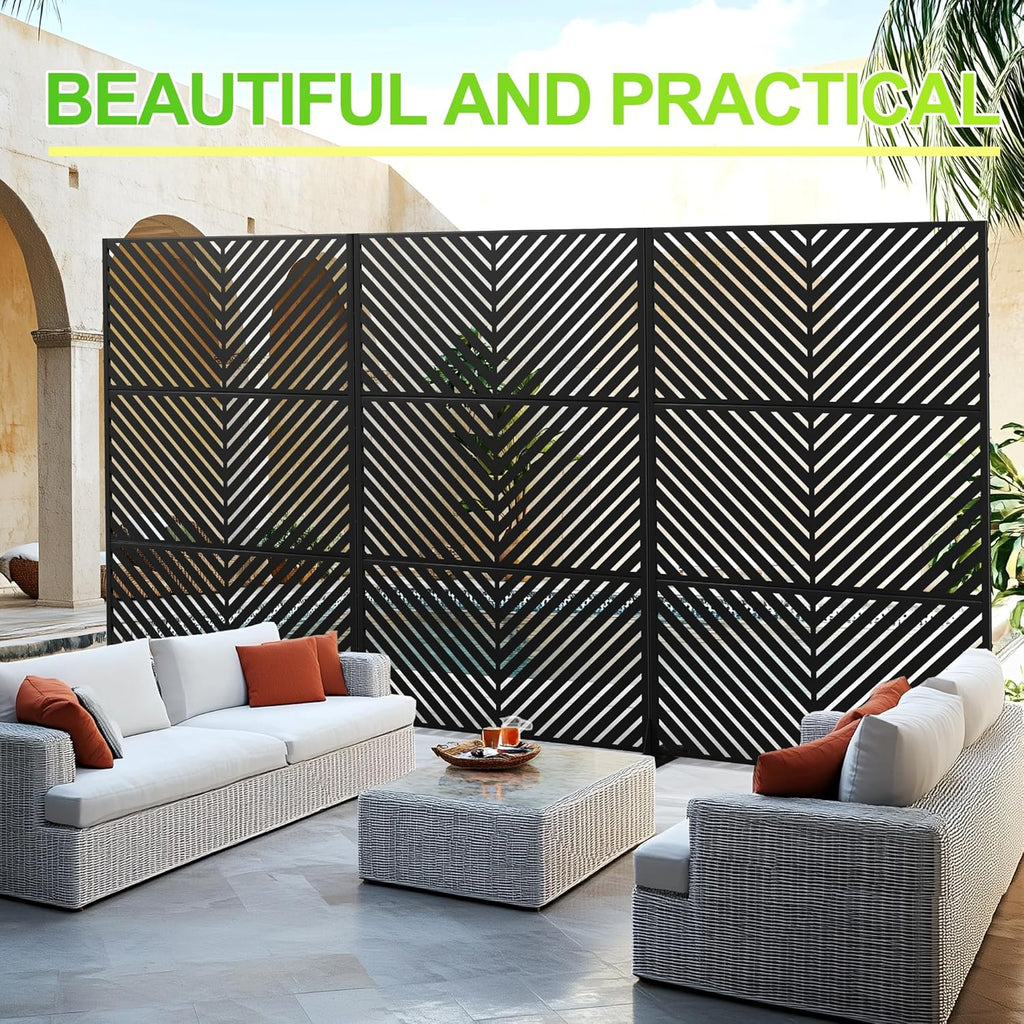 Outdoor Privacy Screen,72" H×47" W Metal Privacy Screen, Freestanding Privacy Fence Panels for Patio