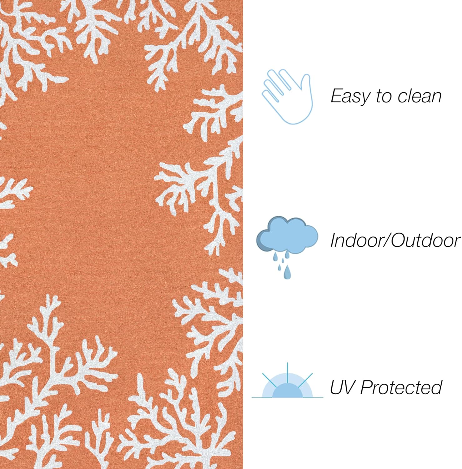 Liora Manne Capri Coastal Indoor/Outdoor Rug, 3'6" x 5'6', Coral Border Orange