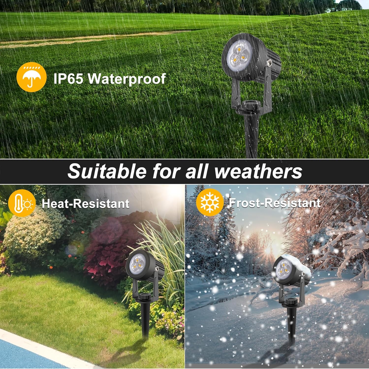 Solar Spot Lights Outdoor, Solar Landscape Spotlights IP65 Waterproof 9.8ft Cable,Auto On/Off Outdoor Wall Lights for Garden Yard Driveway Porch Walkway Pool (3000K Warm White)