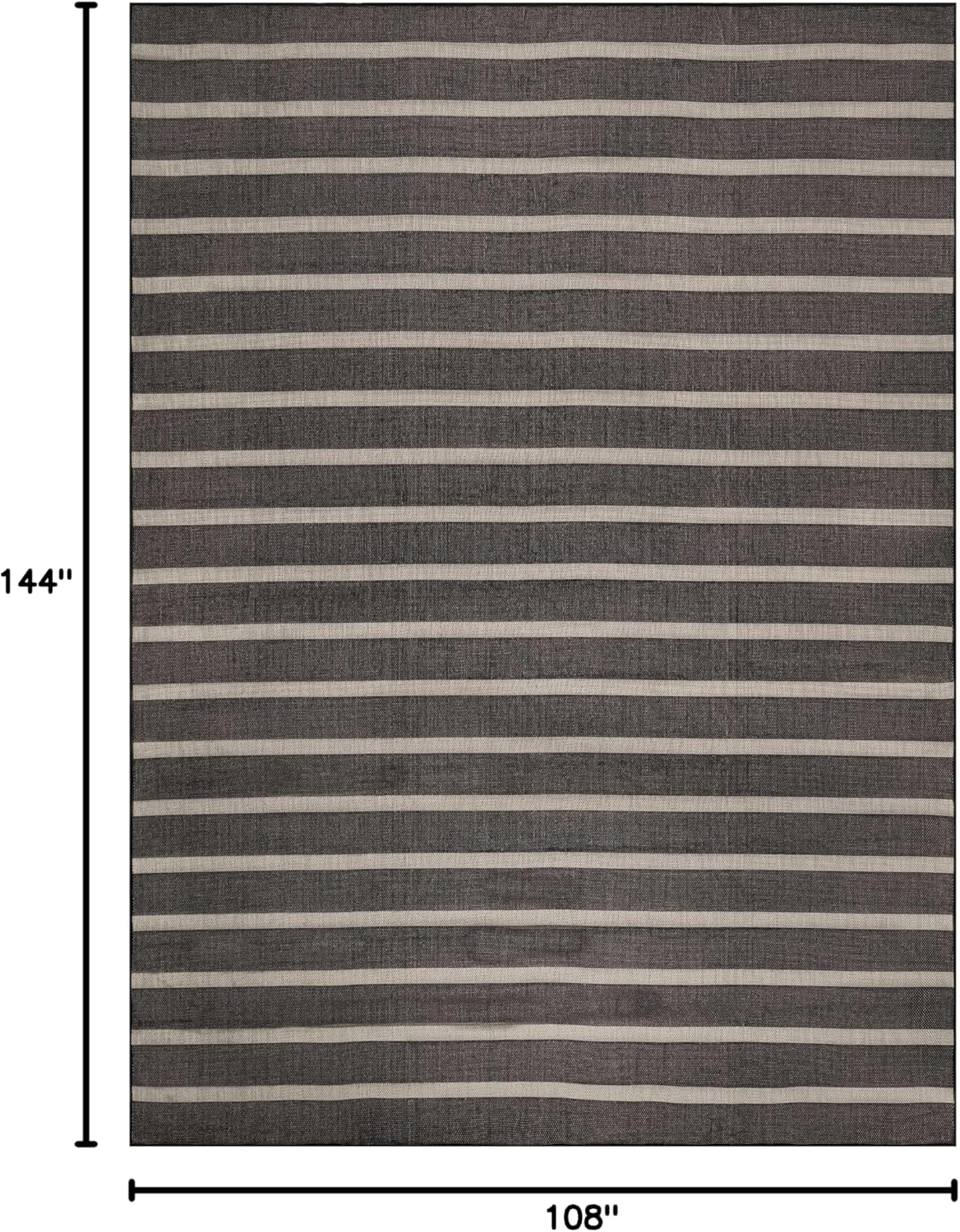Nourison Home Positano Indoor/Outdoor Black Ivory 9' x 12' Area Rug, Easy Cleaning, Non Shedding, Bed Room, Living Room, Dining Room, Backyard, Deck, Patio (9x12)