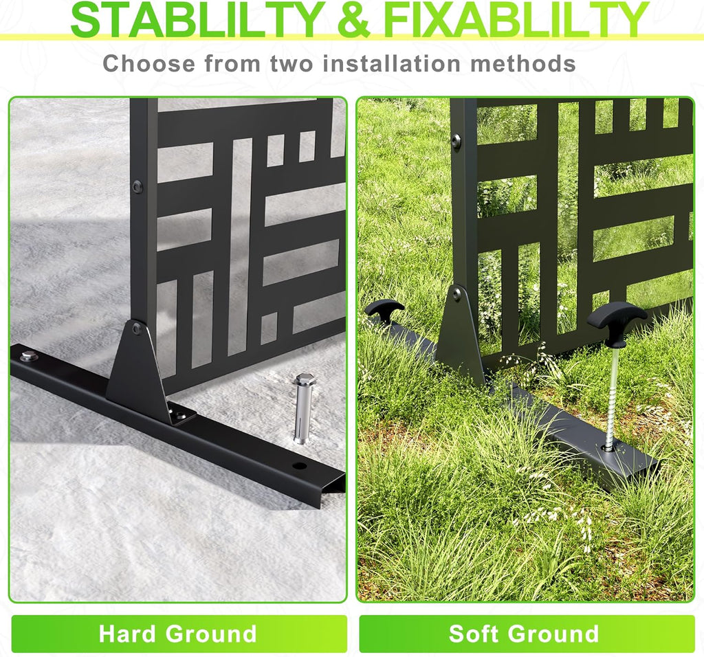 Outdoor Privacy Screen,72" H×47" W Metal Privacy Screen, Freestanding Privacy Fence Panels for Patio