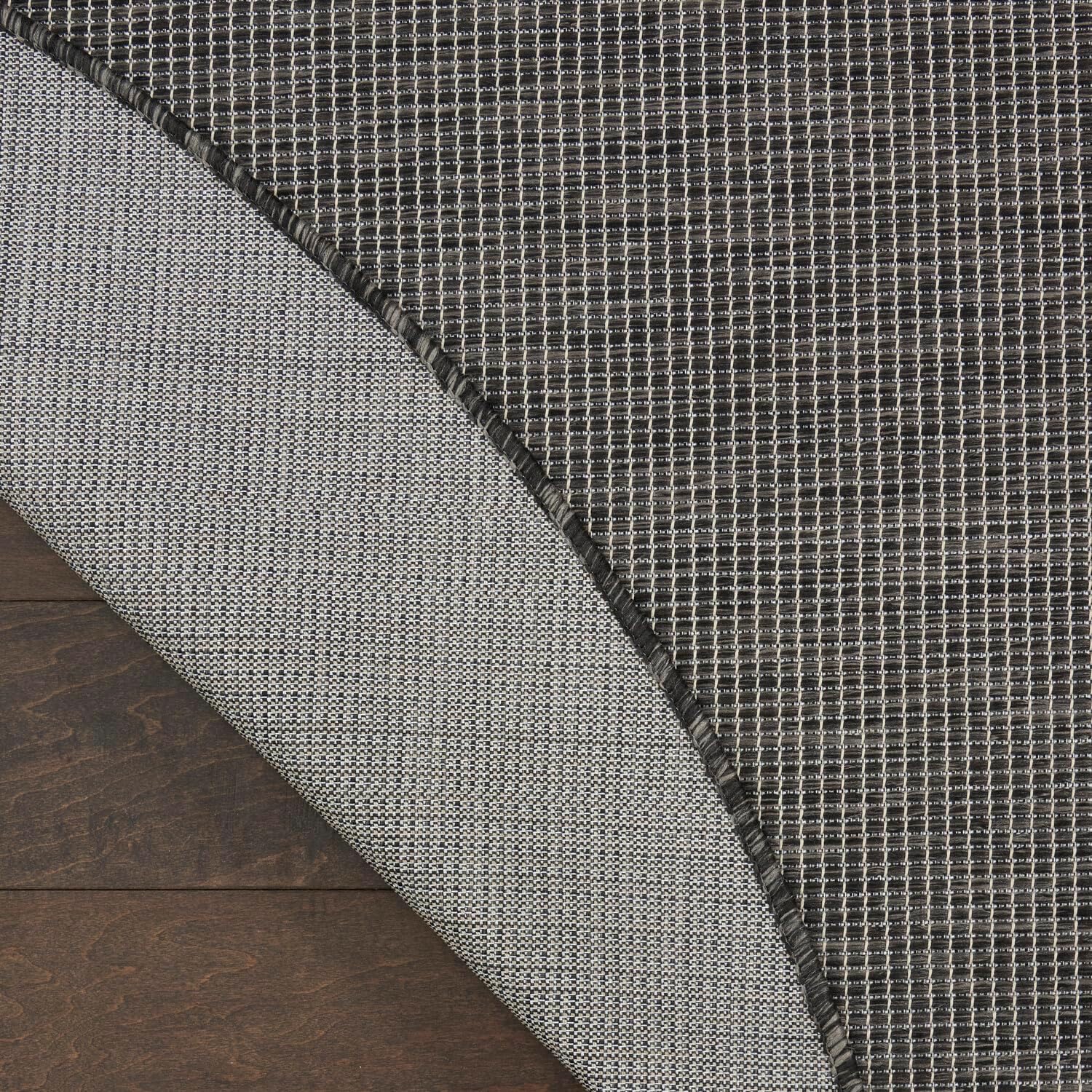 Nourison Positano Indoor/Outdoor Charcoal 6' x Round Area Rug, Easy Cleaning, Non Shedding, Bed Room, Living Room, Dining Room, Backyard, Deck, Patio (6 Round)