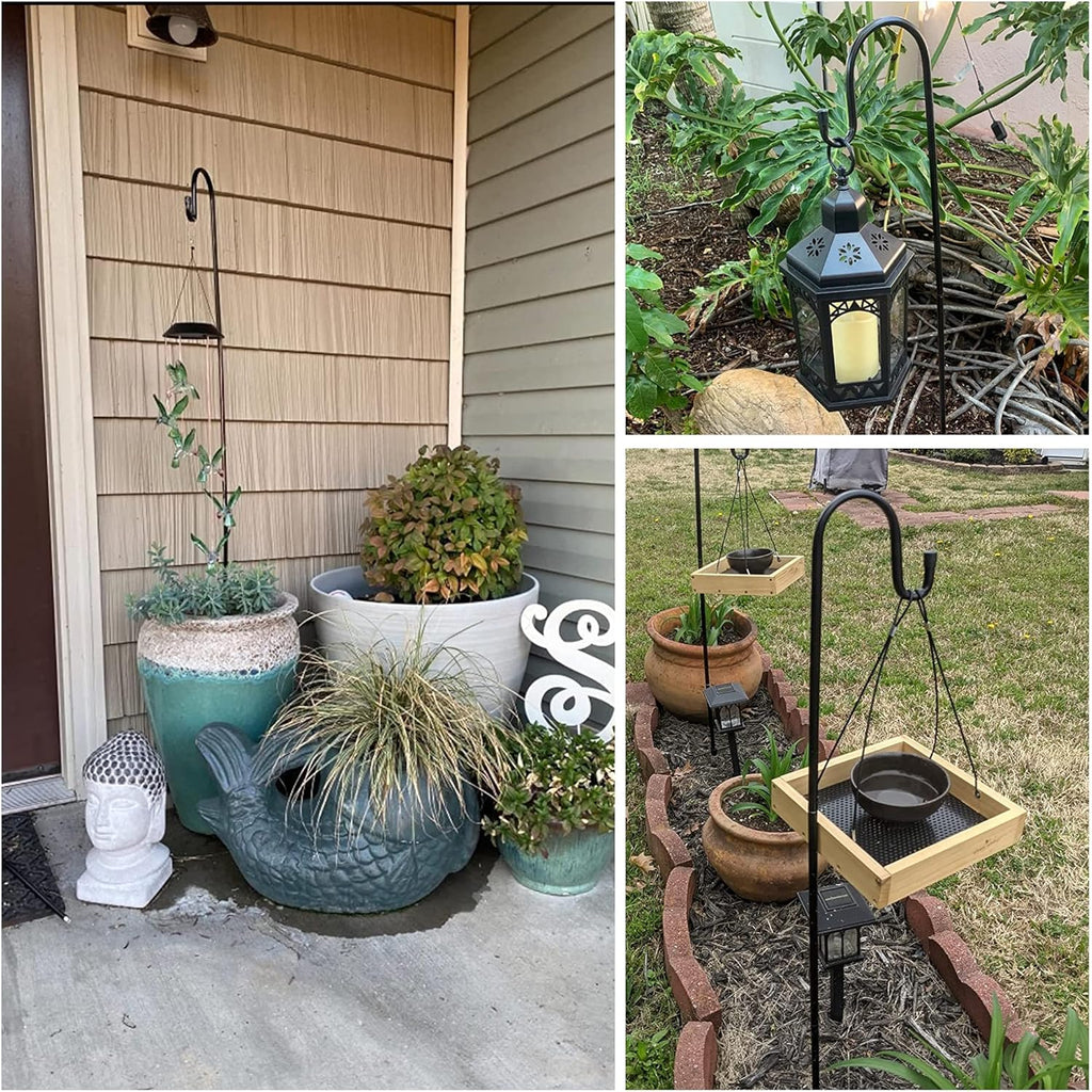 Ottsuls Bird Feeder Pole, 45 INCH Heavy Duty Shepherds Hooks for Outdoor with 5 Prong Base, Adjustable Stand Hanger for Garden Plant, Hummingbird Feeder, Lantern, Hanging Wedding Decor (1 Pack)