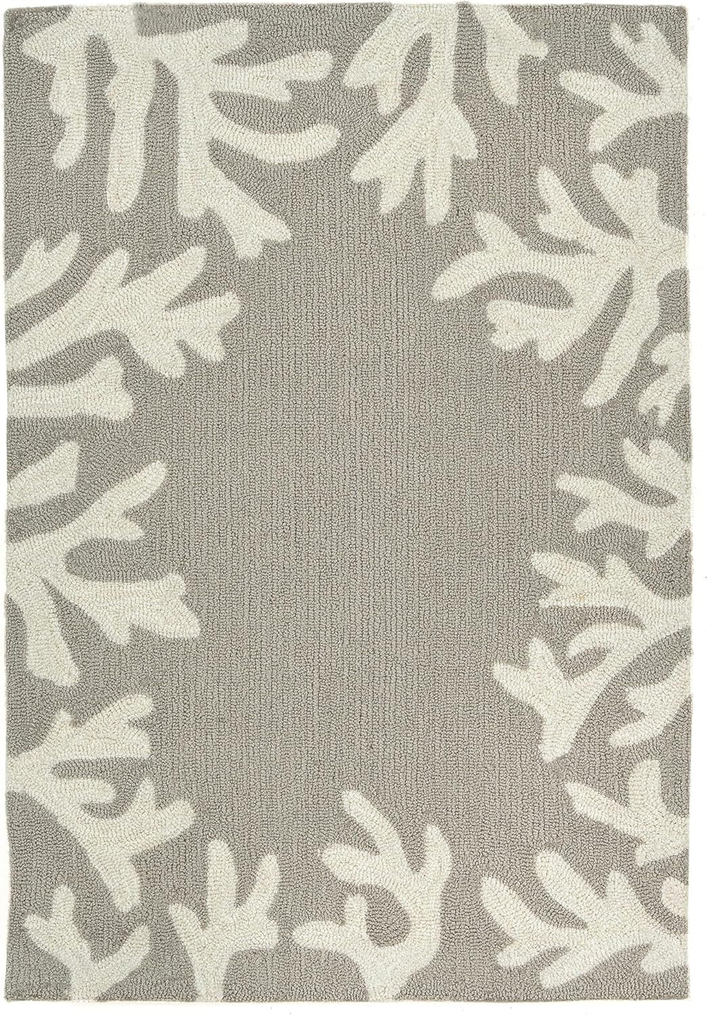 Liora Manne CAPRI Indoor/Outdoor Handmade Synthetic Blend Durable Area Rug - Traditional Border Coastal Beach Accent (Coral Border Silver) (2' x 3')