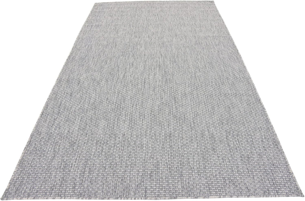 Unique Loom Collection Casual Transitional Solid Heathered Indoor/Outdoor Flatweave Area Rug (5' 3" x 8' Rectangle, Light Gray/Ivory)