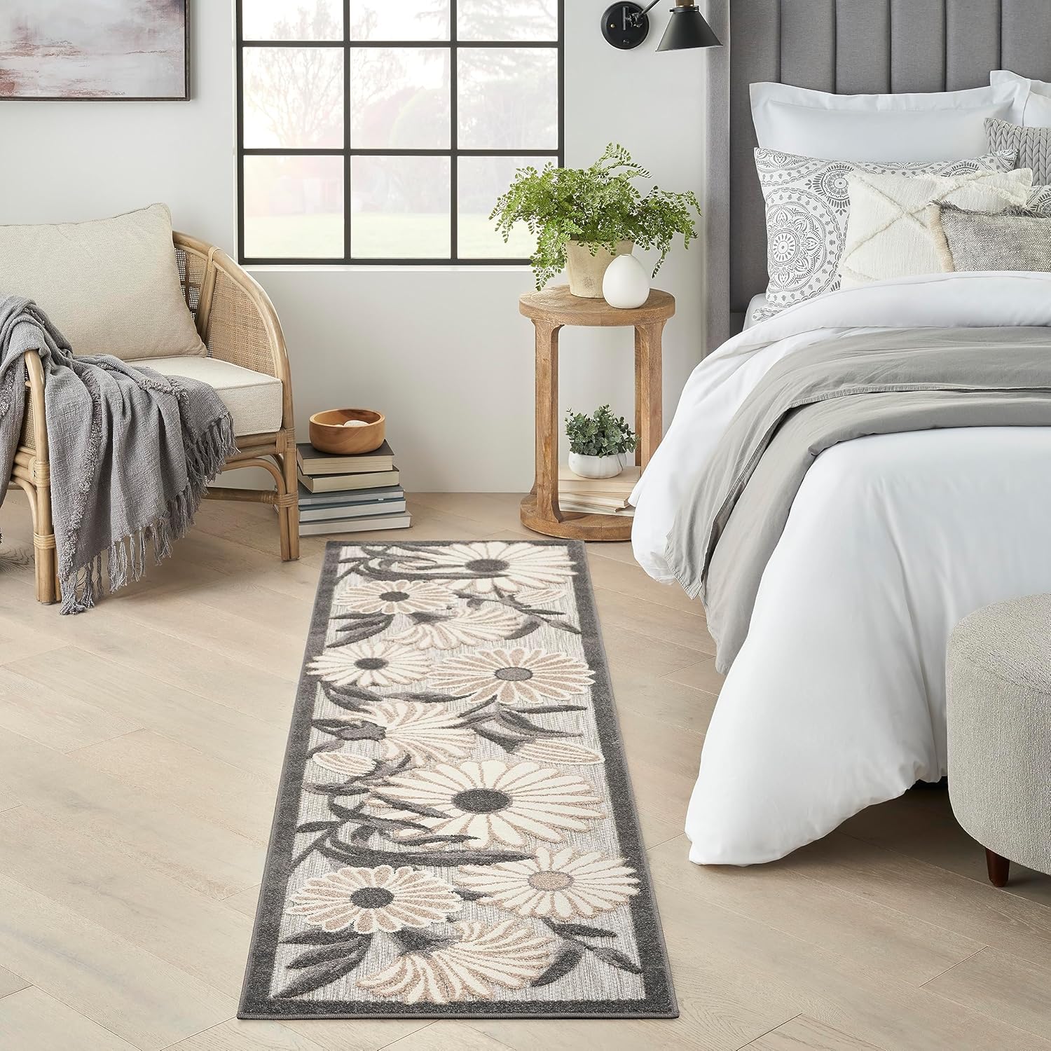 Nourison Home Aloha Outdoor Beige 2'3" x 8' Area Rug, Easy Cleaning, Non Shedding, Bed Room, Living Room, Dining Room, Deck, Backyard, Patio (2x8)