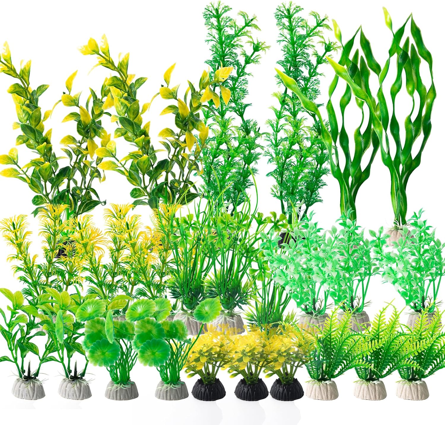 COMSUN 25 Pack Artificial Aquarium Plants, Small Size 4 inch Approximate Height Fish Tank Decorations Home Décor Plastic Yellow