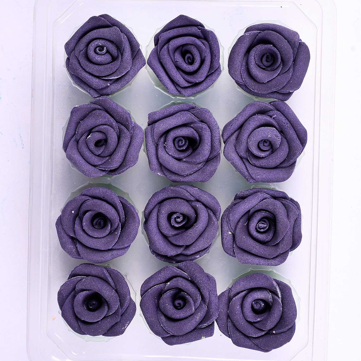 Confect Edible Rose Topper -Edible True Purple Rose Toppers for Cake & Cupcake - Edible Roses for Desserts- Vegan, Gluten-Free, Nut-Free, Dairy-Free, Palm Oil-Free - Pack of 12