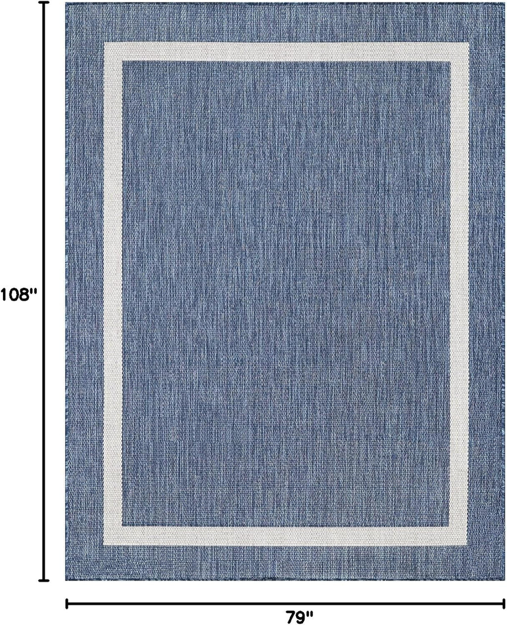 Bordered Outdoor Rug 6x9 Washable Outside Carpet for Indoor Patio Porch Waterproof Easy Cleaning Non Shedding Area Rugs Blue 6 x 9