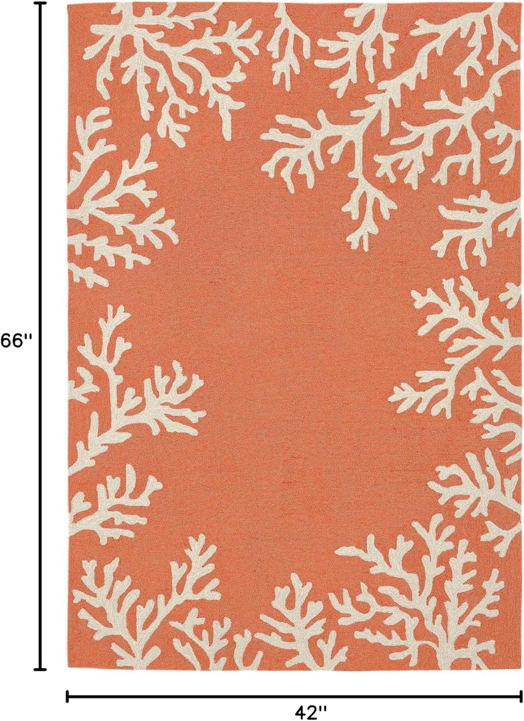 Liora Manne Capri Coastal Indoor/Outdoor Rug, 3'6" x 5'6', Coral Border Orange