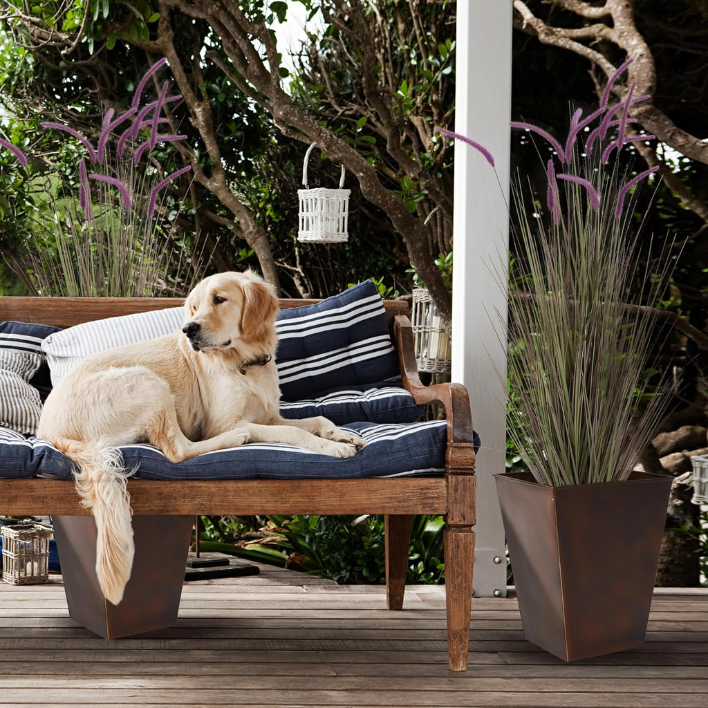 KOL Artificial 5ft 2-Pack Horsetail Reed Grass, 59in Tall Artificial Indoor Outdoor Fake Grass Plant, Home Office Décor Artificial Plants in Pot Faux Plant Greenery, Wedding Decor, Purple