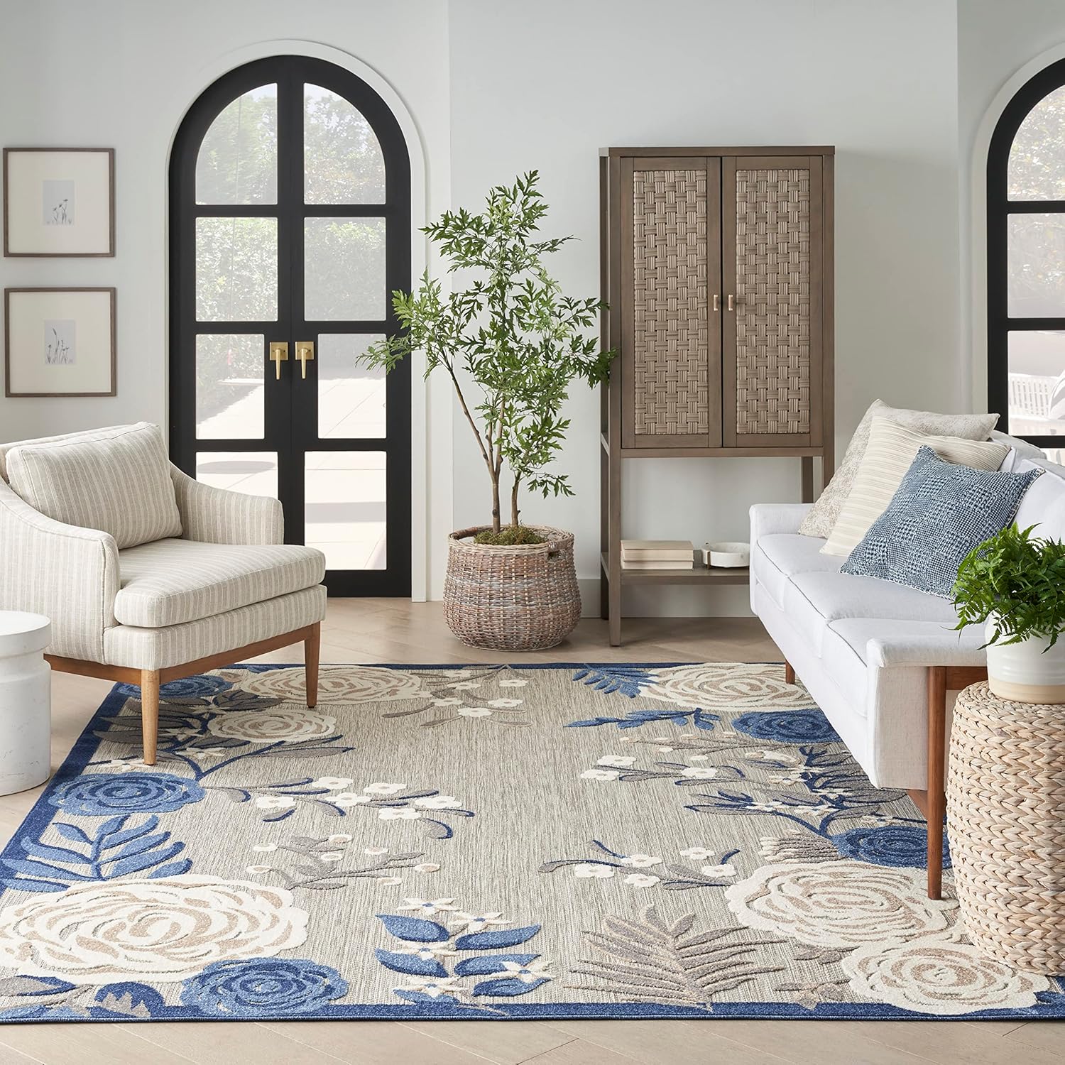 Nourison Aloha 5' x 8' Blue Gray Fabric Contemporary Area Rug (5' x 8')