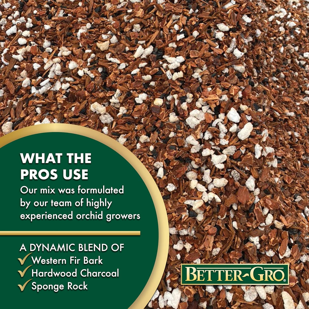 Better-Gro Special Orchid Mix - Premium Grade Orchid Bark Potting Mix for Potting, Repotting, Enhanced Drainage, Air Flow & Root Ventilation, Ideal for Phalaenopsis, Cattleyas, Dendrobiums - 8 Quarts