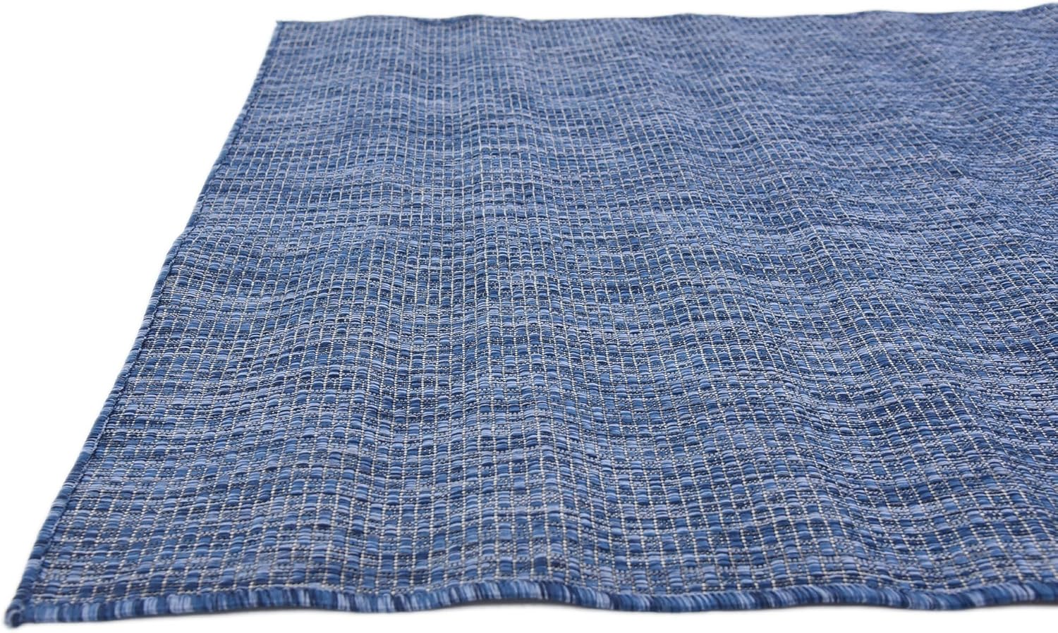 Unique Loom Collection Casual Transitional Solid Heathered Indoor/Outdoor Flatweave Area Rug (4' 1" x 6' 1" Rectangle, Blue/Navy Blue)