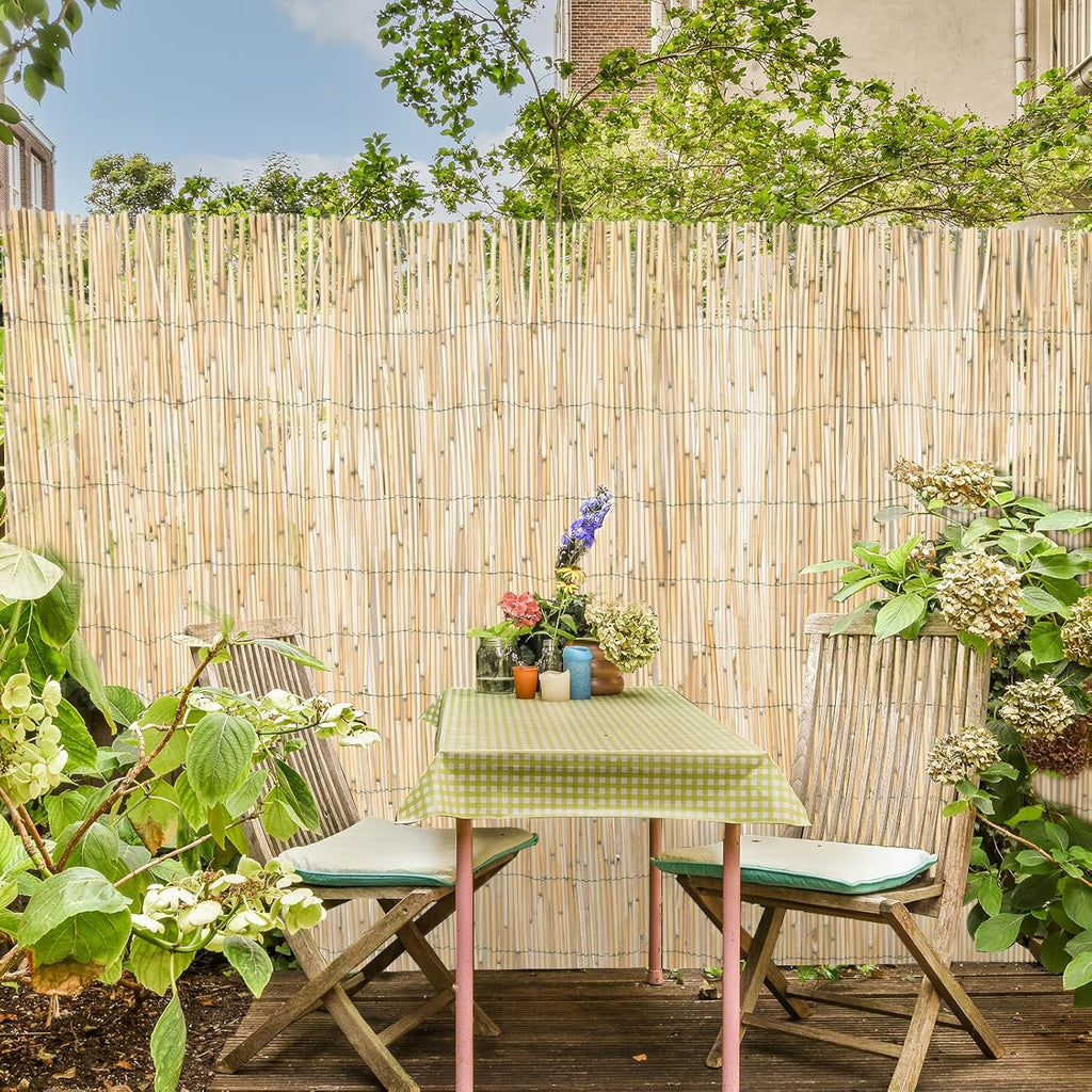 2 Pcs Jollybower Natural Reed Fencing Rolls, Eco-Friendly Reed Fence Curtain, 4Ft High x 13Ft Long Reeds Screen, Decorative Fence for Garden Privacy, Balcony and Window