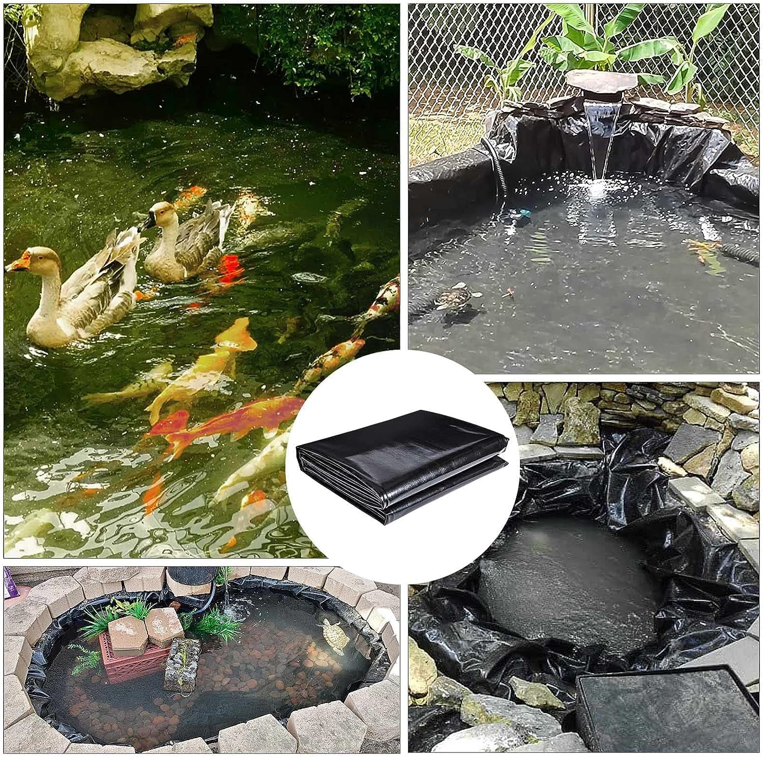 ToLanbbt Pond Liner 20 x 20 Ft HDPE Pond Liners, 20 Mil UV Resistant Preformed Pond Liner Easy Cutting, Pond Liner for Natural Looking Ponds, Waterfall, Koi Pondsand Water Garden (Black)