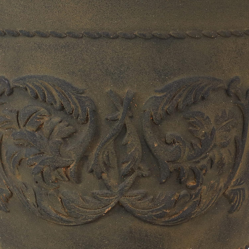 Sunnydaze 19.5-Inch Arabella Large Plant Pot - Polyresin Round Outdoor Planter with Drillable Drainage Holes - 2 Pack - Sable