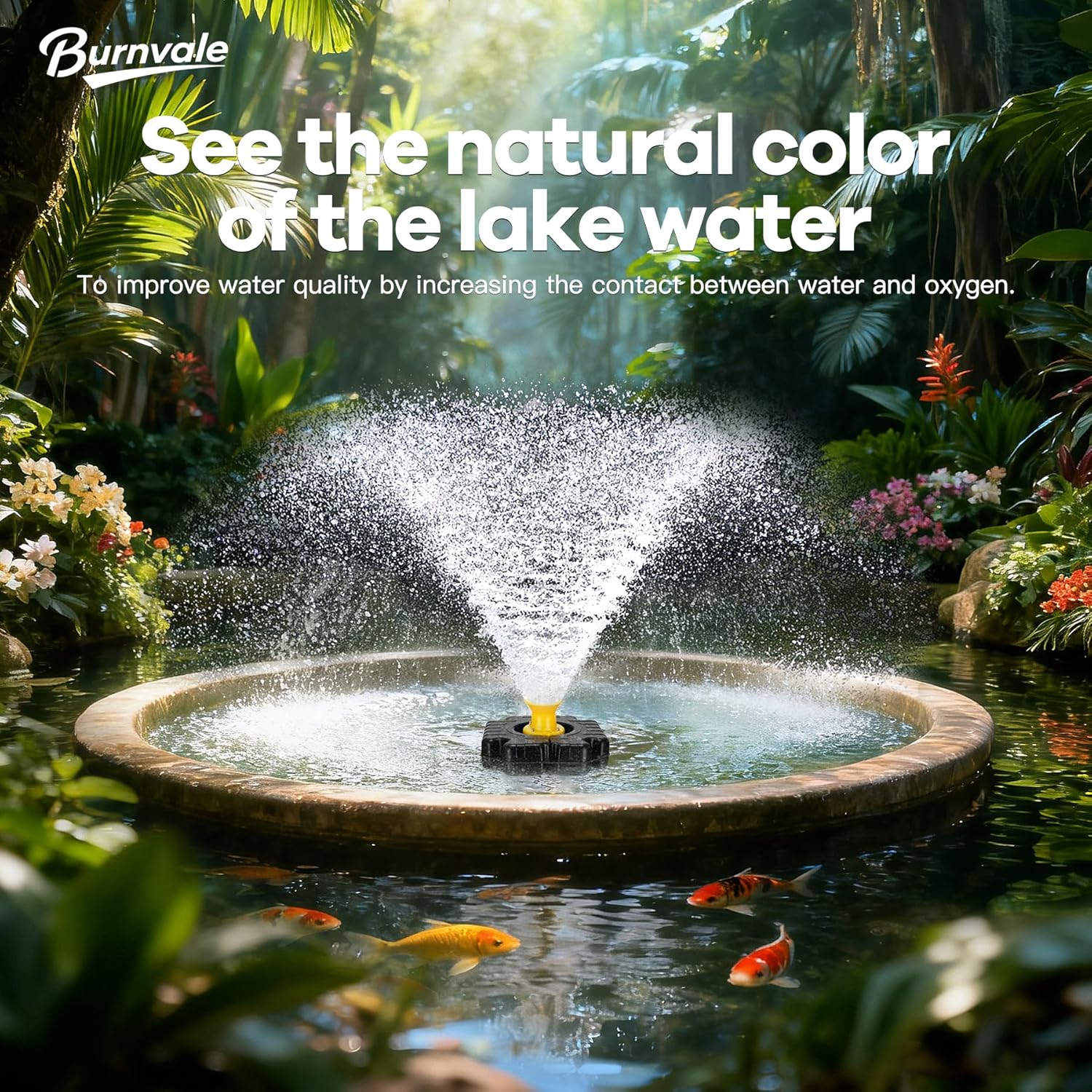 Pond Fountain Aerator, 1HP 15000 GPH Floating Aerating Fountain with Timer & 100FT Rope & Cord, Jet System for Large Outdoor Ponds & Lakes